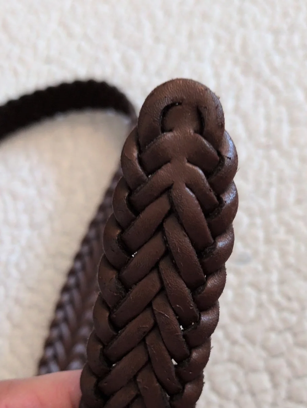 Vintage 80's Genuine Braided Leather Chocolate Brown Western Belt Minimalist